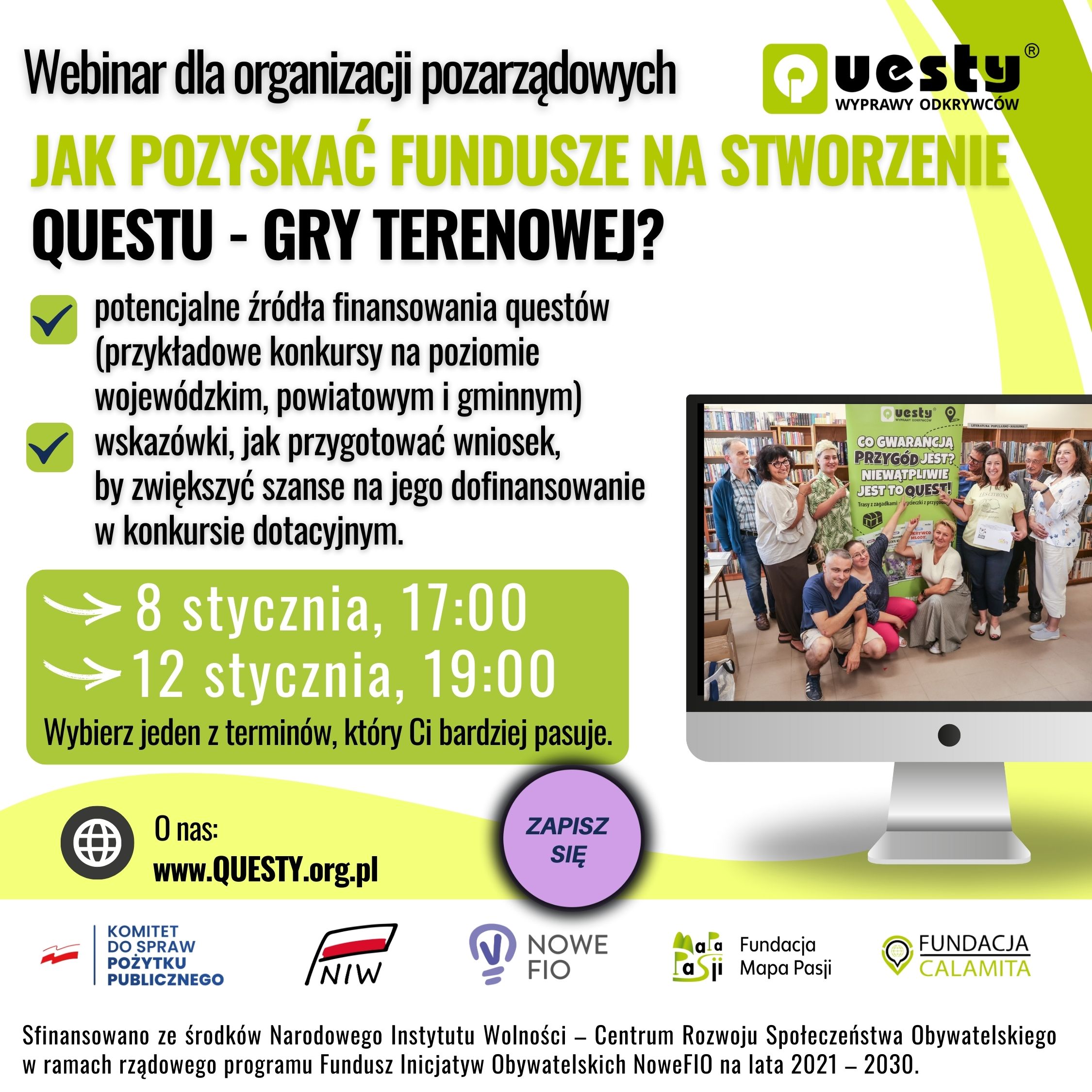 Webinar Jak pozyskać fundusze na stworzenie questu?