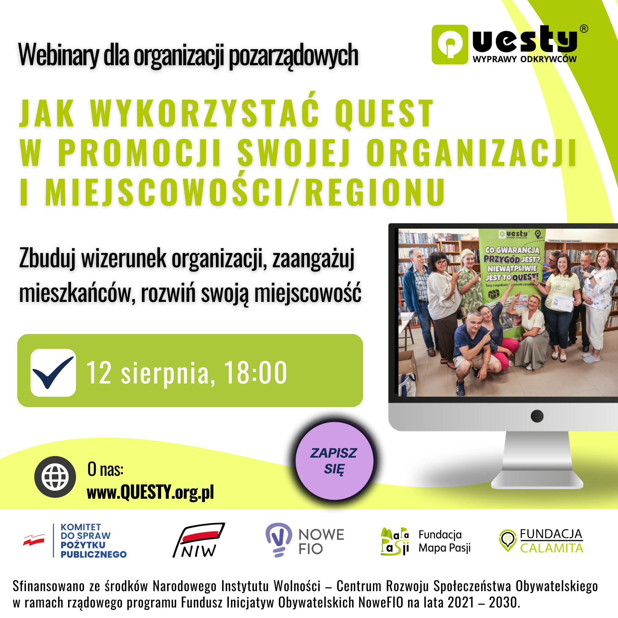 „Jak wykorzystać questy do promocji swojej organizacji i miejscowości?” - Webinar dla NGO