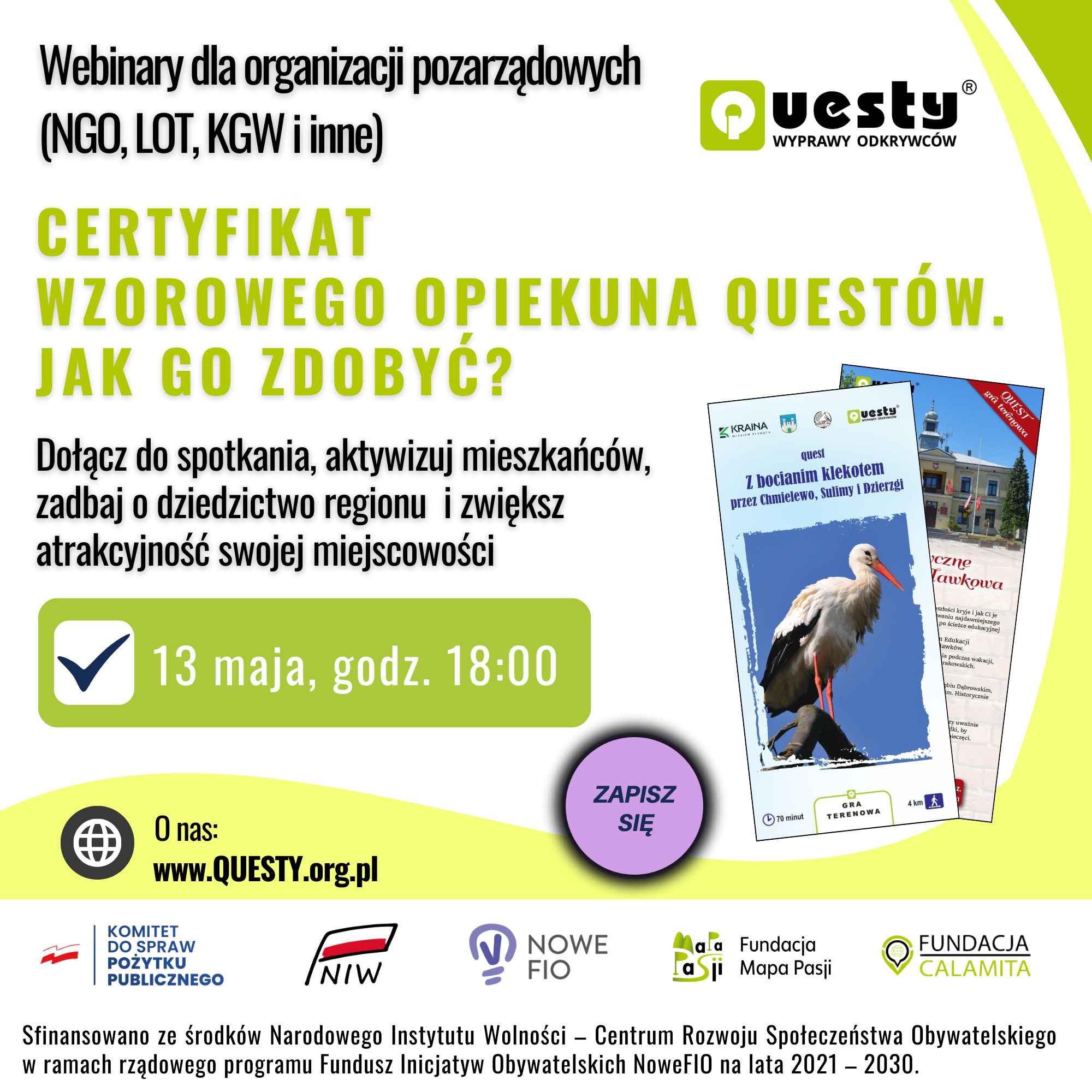 Wzorowy opiekun questu - czyli kto? Porozmawiajmy! – Webinar dla NGO