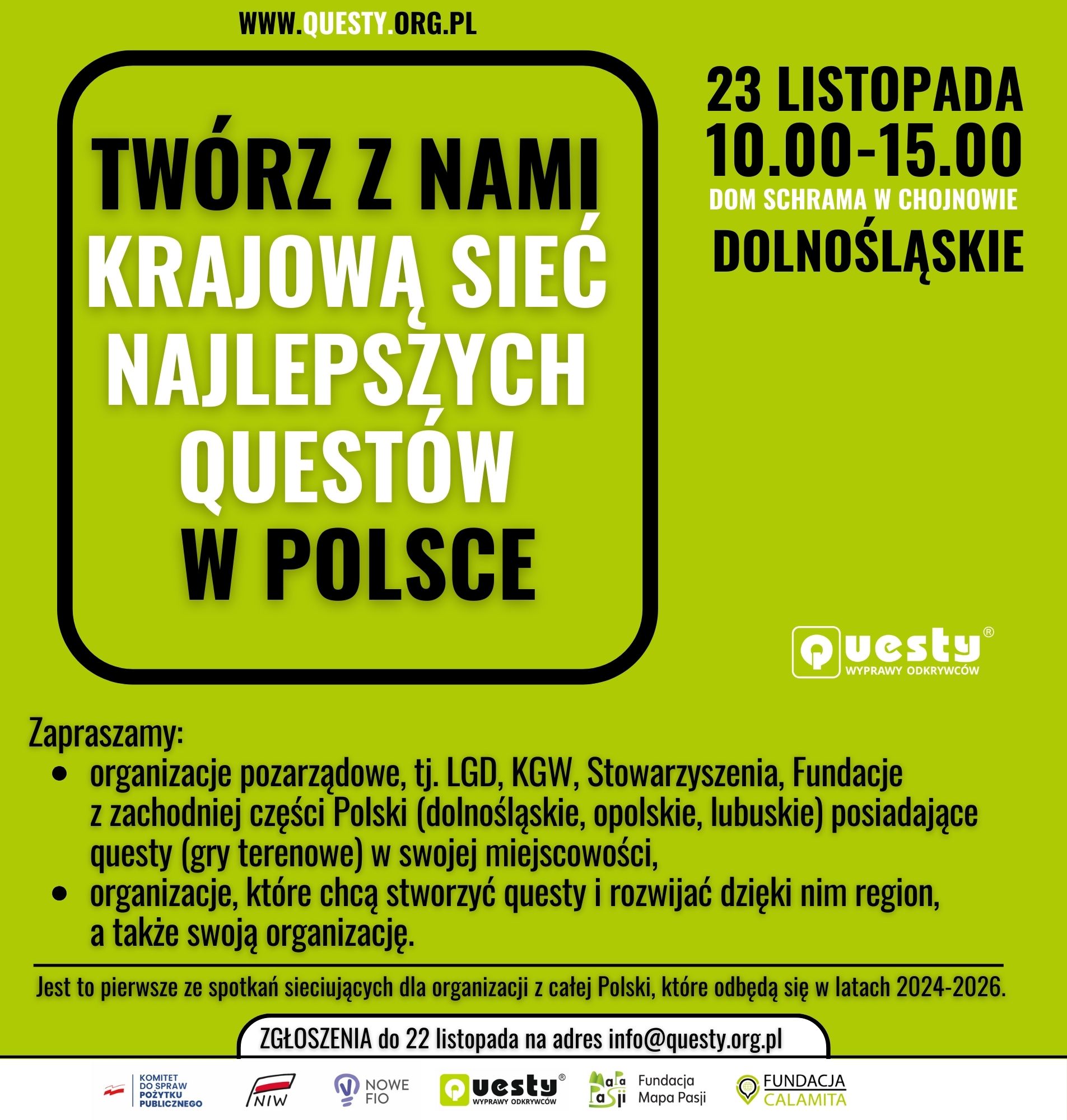 Twórz z nami Krajową Sieć Najlepszych Questów w Polsce